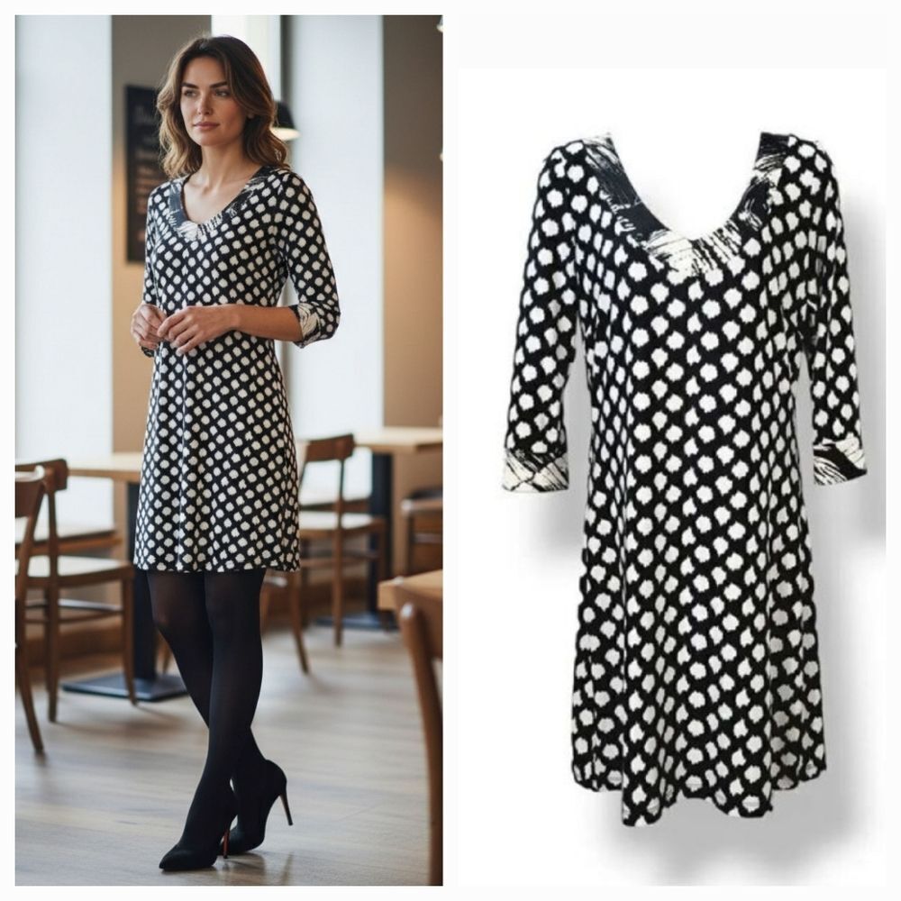 Vintage 90's Y2K BCBG MAX AZRIA Painted Dots Slinky Jersey Knit Dress Size Med
